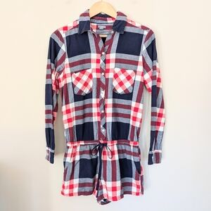 aerie Plaid Button-Up Romper